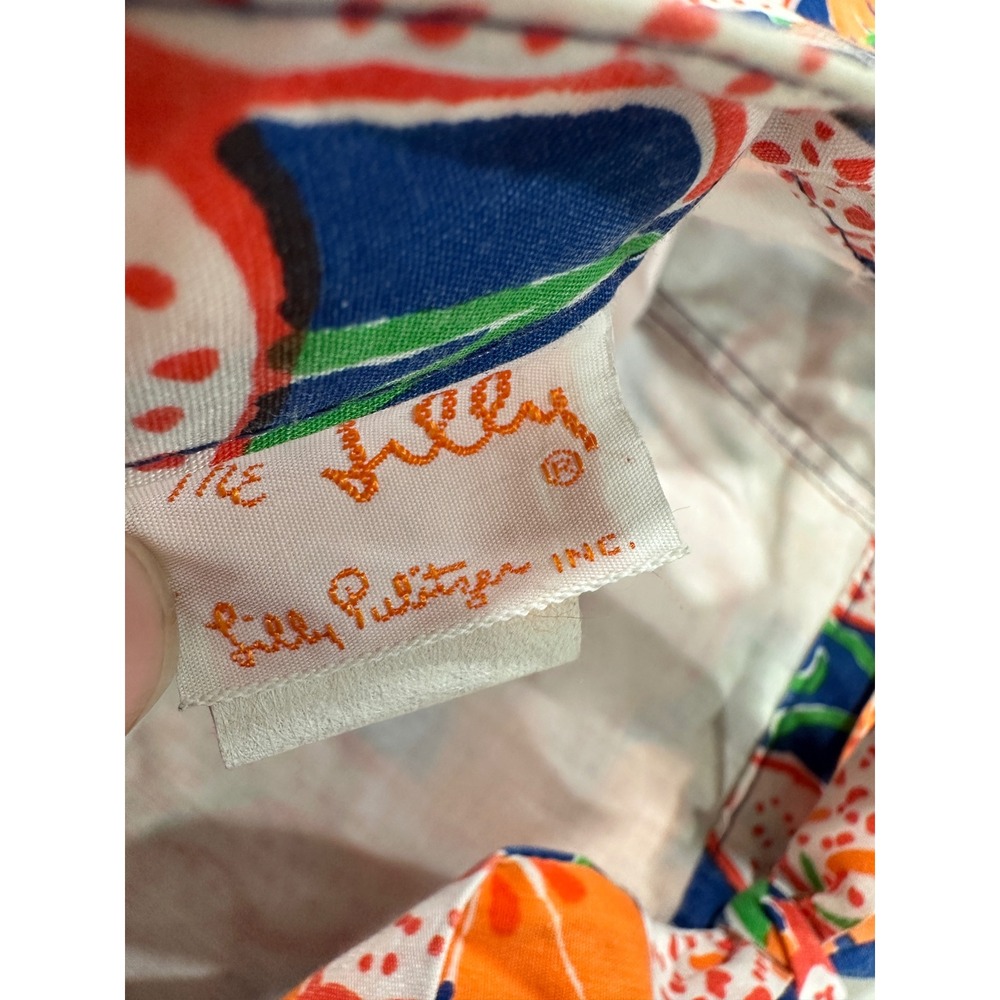 Vintage Lilly Pulitzer The Lilly Floral Wrap Skirt Blue Orange Lily XL W3218 - Picture 4 of 8